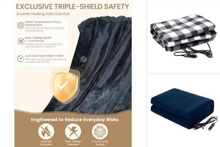 Detailed view of Best Heated Travel Blankets For Cold Rides